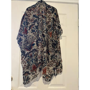 Urban Outfitters velvet boho short sleeve kimono floral blue one size‎ #3030